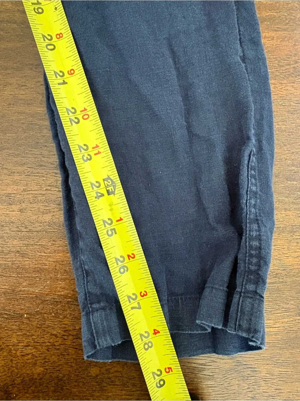 QUINCE 100% European Linen Drawstring Beach Deep Navy Straight Elastic Pants